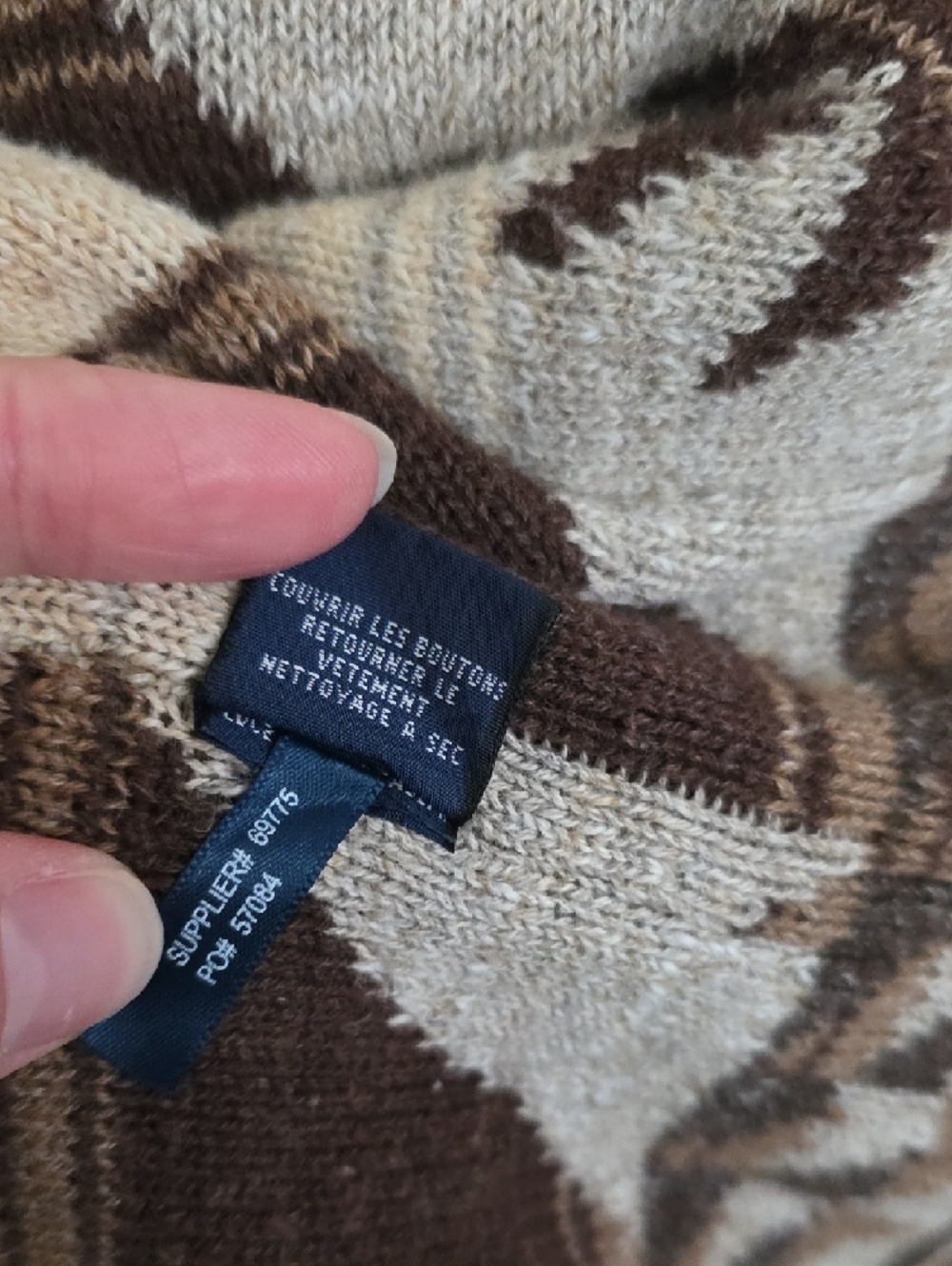 Ralph Lauren Shawl Collar Cardigan in Brown & Cream - Picture 6 of 6